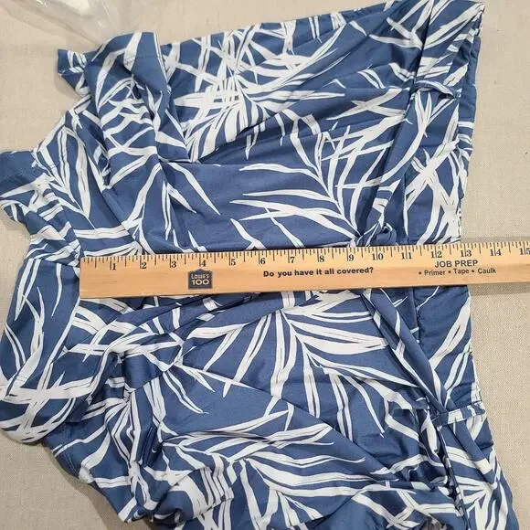 Robert Louis Blue Tropical Tie Waist Flowy Shorts Beach Boho Vacation Size 3X - Picture 7 of 8